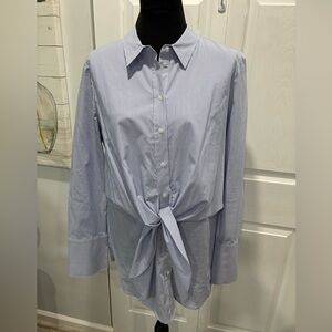 White House Black Market Blue Striped Shirt